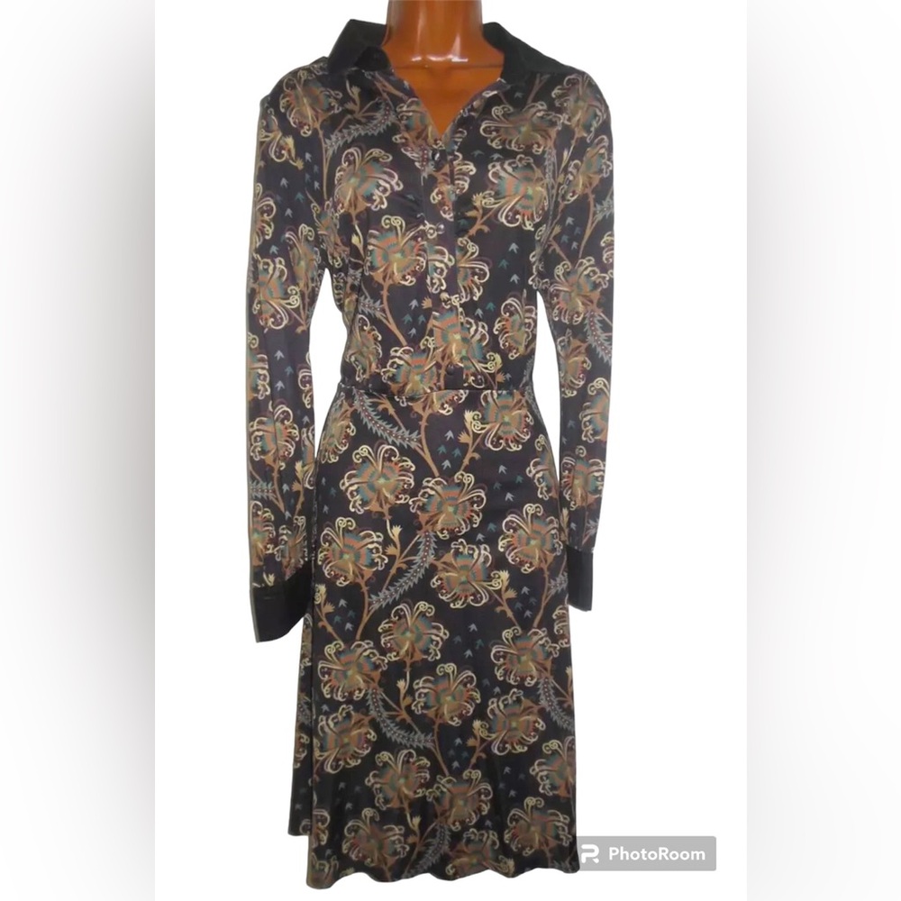 Brooks Brothers Black Floral Viscose/Silk Blend Dress